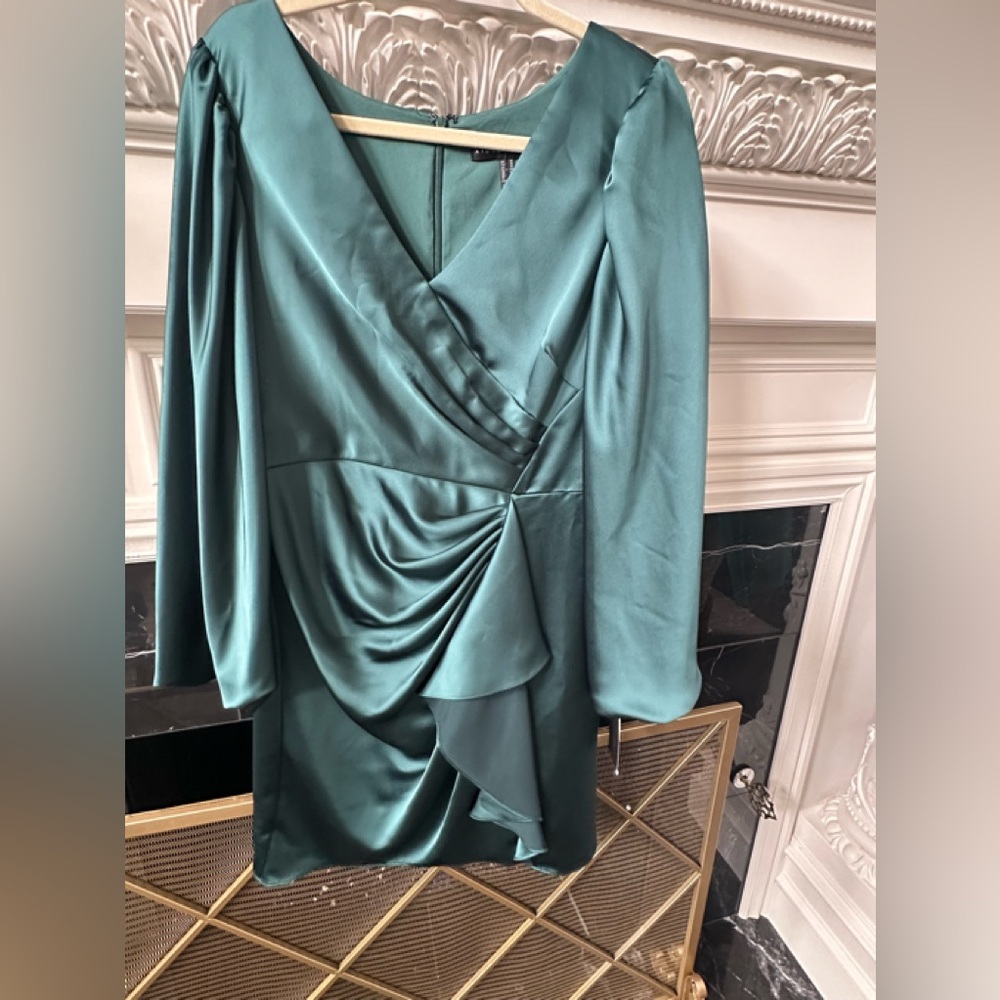 Aidan Mattox Teal Draped Dress